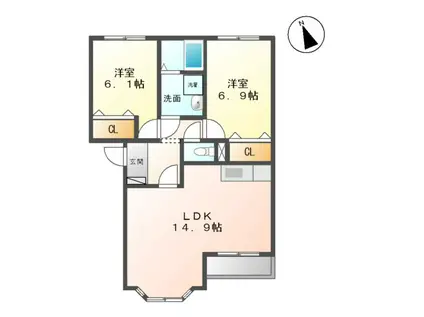 マリアージュⅡ(2LDK/2階)の間取り写真