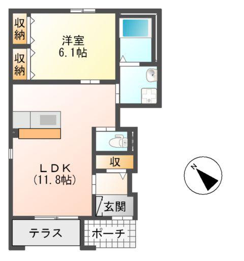 PAPILLON 潤(1LDK/1階)の間取り写真