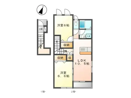 メゾン ヴァンベール(2LDK/2階)の間取り写真
