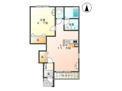 東武伊勢崎・大師線 細谷駅(群馬) 徒歩44分 2階建 築13年(1LDK/1階)の間取り写真