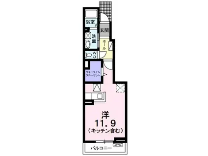 グリーン フィールド Ⅰ(ワンルーム/1階)の間取り写真