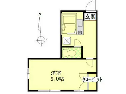 ファミーユ(1K/2階)の間取り写真