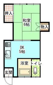 サザンモスト白浜(1DK/2階)の間取り写真