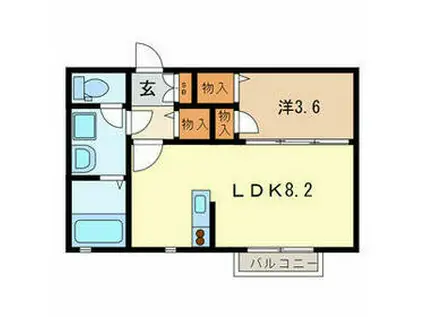 リビオンハイム(1LDK/2階)の間取り写真
