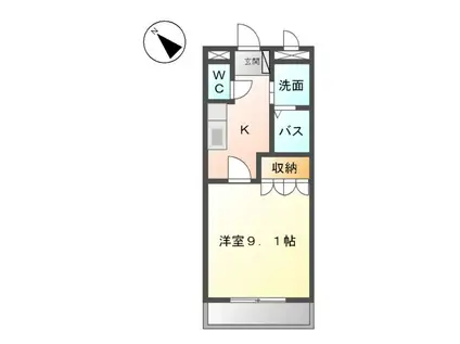 アソシアード18(1K/1階)の間取り写真