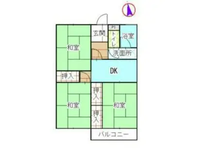 スターハイツ臨海B棟(3DK/4階)の間取り写真