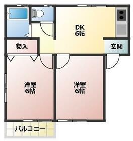 ソレイユ壱番館(2DK/2階)の間取り写真