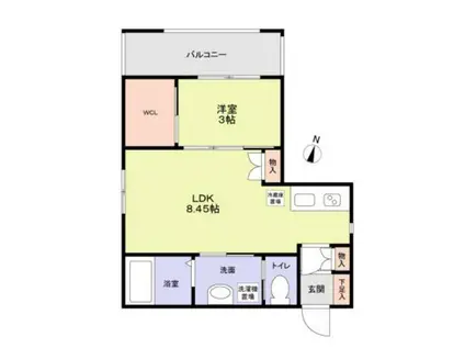 ルビアス柴島(1LDK/2階)の間取り写真