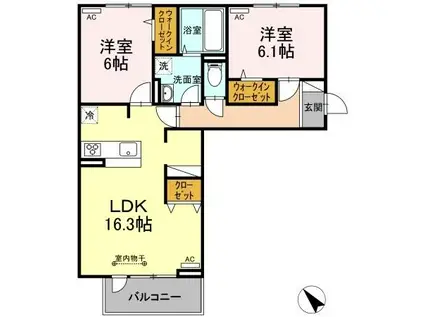 イルマーレⅣ(2LDK/2階)の間取り写真