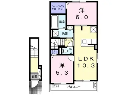 メルヴェーユ Ⅳ(2LDK/2階)の間取り写真
