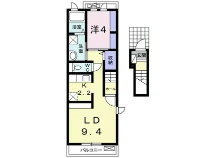 ビオーラ船町(1LDK/2階)の間取り写真