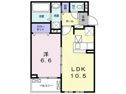 クレシア菱木(1LDK/1階)の間取り写真