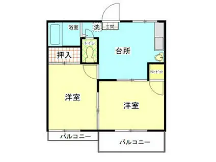 拓栄ハイツB(2K/2階)の間取り写真