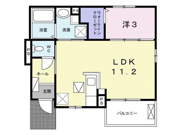 ロリエⅡ(1LDK/1階)の間取り写真