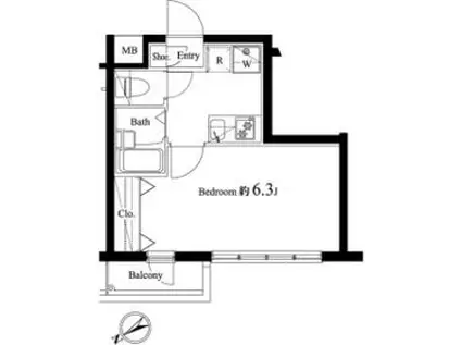 アプレシティ国分寺(1K/3階)の間取り写真