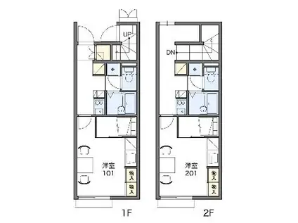 レオパレスグレイス金場(1K/1階)の間取り写真