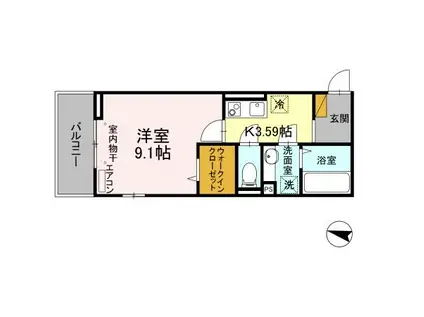 ヴァン・ヴェールおおたかの森 Ⅱ(1K/3階)の間取り写真