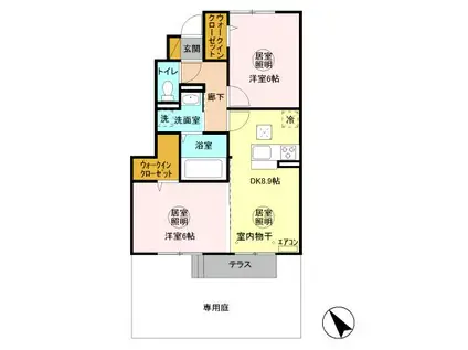 コンフォートⅡB(2DK/1階)の間取り写真