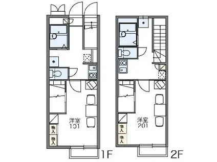 レオパレス昭和(1K/2階)の間取り写真
