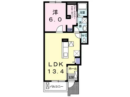 パステルプリンセス Ⅱ(1LDK/1階)の間取り写真