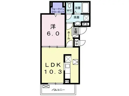 クロッシング・ヴィラージュⅡ(1LDK/1階)の間取り写真