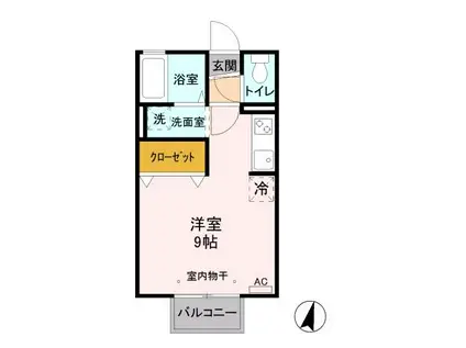 ニューコーポⅡ(ワンルーム/1階)の間取り写真