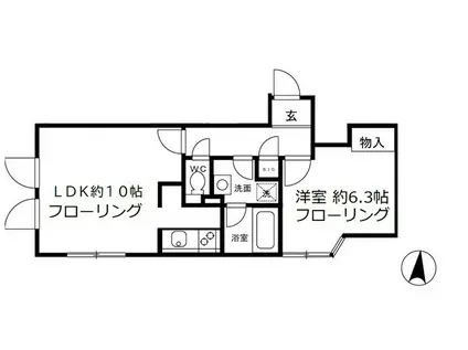 ALERO白山2(1LDK/3階)の間取り写真