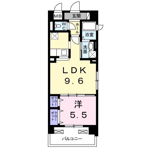 プリムローズ エレガント(1LDK/4階)の間取り写真