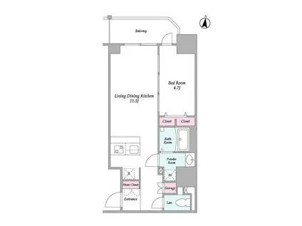 コンフォリア・リヴ新大阪ウエスト(1LDK/7階)の間取り写真