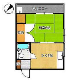 オグニアパートメント浜田山(1DK/1階)の間取り写真