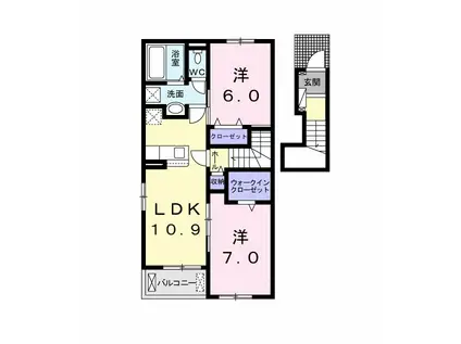 パラティ君津Ⅱ(2LDK/2階)の間取り写真