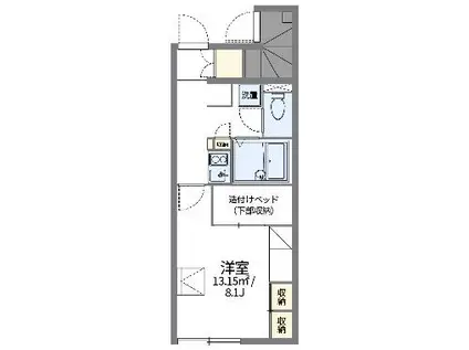 レオパレスカモミール(1K/1階)の間取り写真