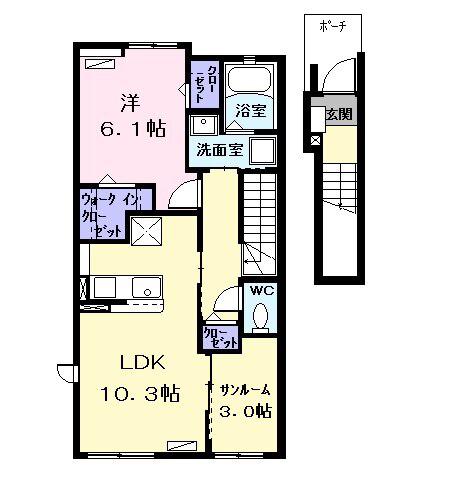 サクセス KⅠ(1LDK/2階)の間取り写真