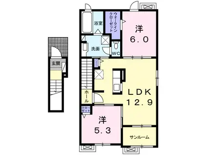 グランステージⅡ(2LDK/2階)の間取り写真