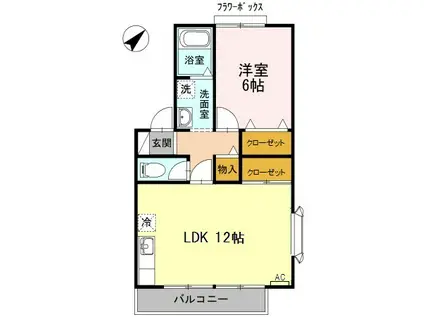 セジュール深沢D(1LDK/2階)の間取り写真