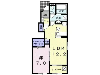 ブリーズ雨池 Ⅰ(1LDK/1階)の間取り写真