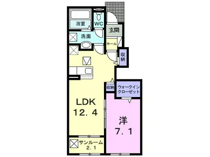 ブリーズ雨池 Ⅱ(1LDK/1階)の間取り写真