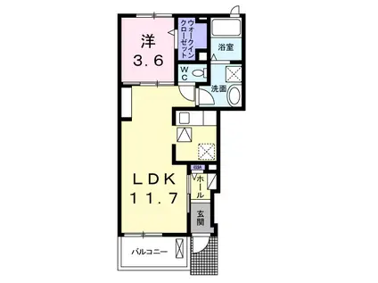 カルムN Ⅰ(1LDK/1階)の間取り写真