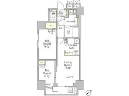 ベルファース恵比寿ビジュー(2LDK/6階)の間取り写真