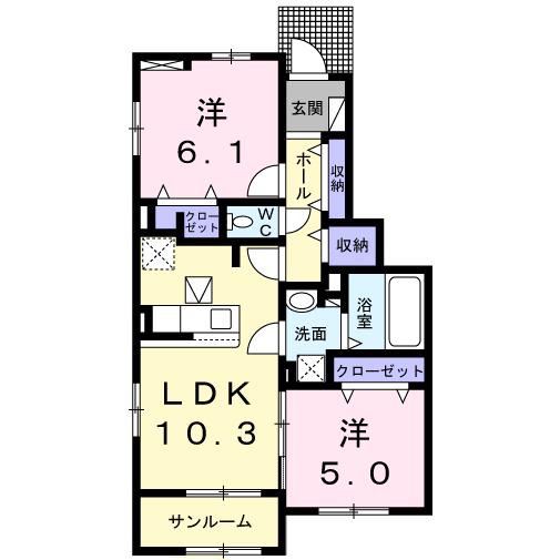 フィールド ノア(2LDK/1階)の間取り写真
