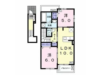 ハイム ウェステン(2LDK/2階)の間取り写真