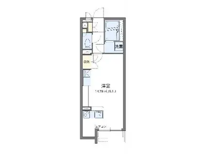 ミランダリュミエールⅡ(ワンルーム/1階)の間取り写真