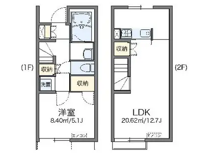 レオネクストカイトⅡ(1LDK/1階)の間取り写真