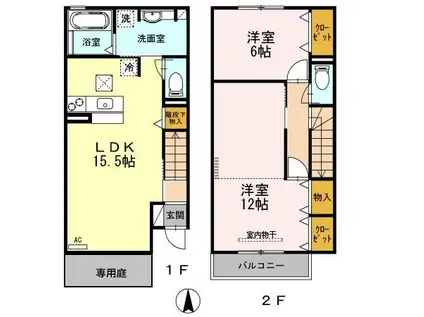 ルミエールささ(2LDK)の間取り写真