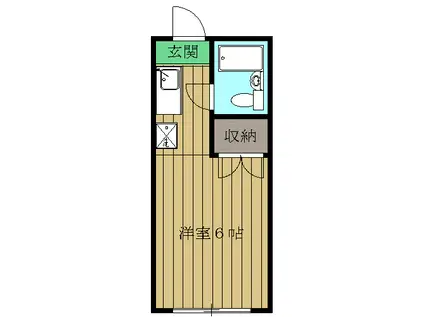 タイガーハイツC棟(ワンルーム/2階)の間取り写真