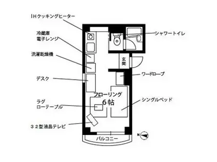 プチグランデヌベール(ワンルーム/2階)の間取り写真