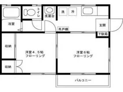 トヨトミハウスⅡ(2K/2階)の間取り写真