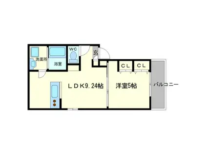 パロス石橋エクセレンシア(1LDK/1階)の間取り写真