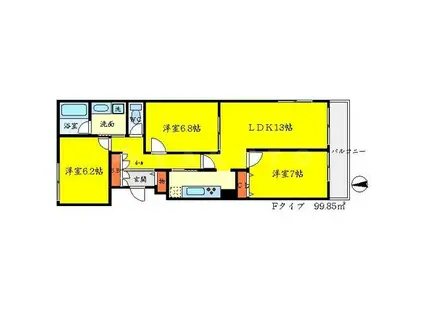 ヤマゼン久保山(3LDK/3階)の間取り写真