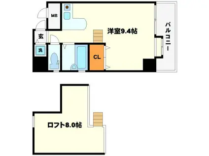 ボワーム箕面(ワンルーム/3階)の間取り写真